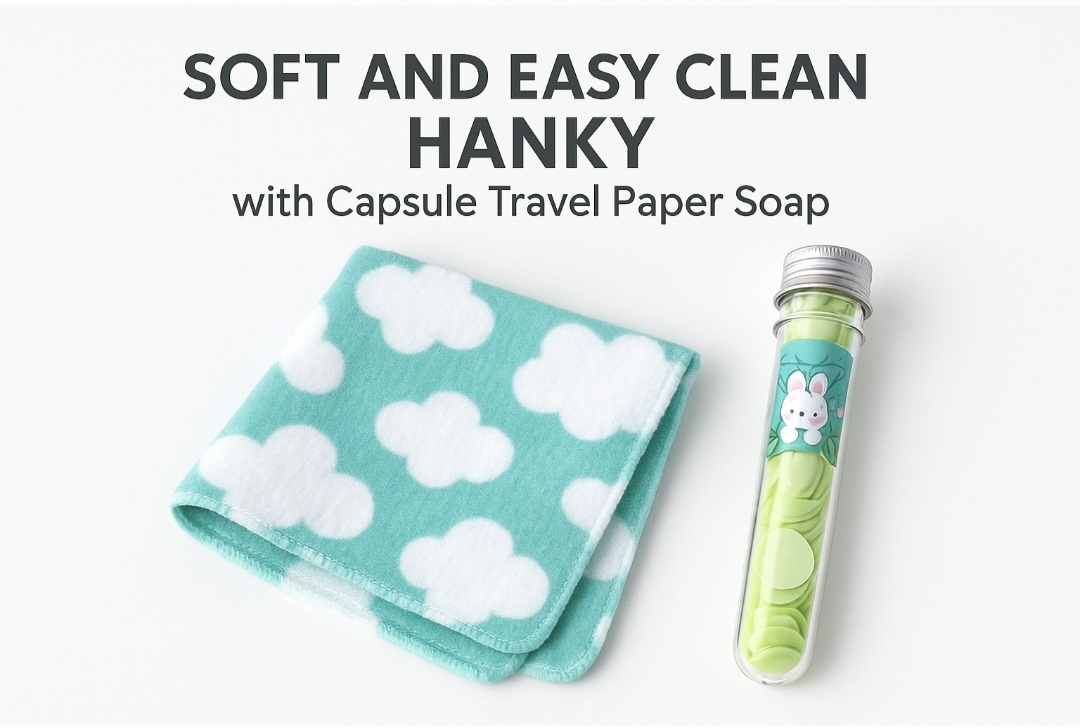 Soft & Easy Clean Hanky with Travel Paper Soap Combo