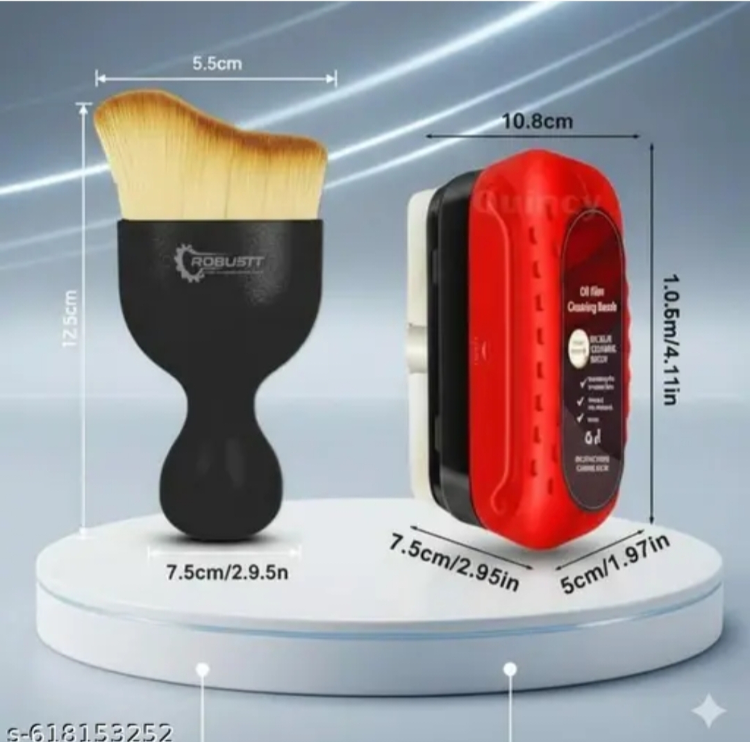 2-in-1 Car Glass Cleaning Brush & Wiper Set for Windshield, Windows & Mirrors | Multi-Use Cleaning Tool for Home & Vehicle | Easy Grip Handle