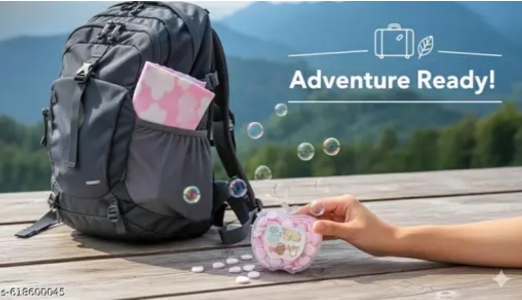 Giftora Soft Cloud Pattern Hanky & Apple-Shaped Travel Paper Soap Sheets | Ultra-Soft Washable Handkerchief with Compact Hygiene Kit | Perfect for Travel, Office & Kids