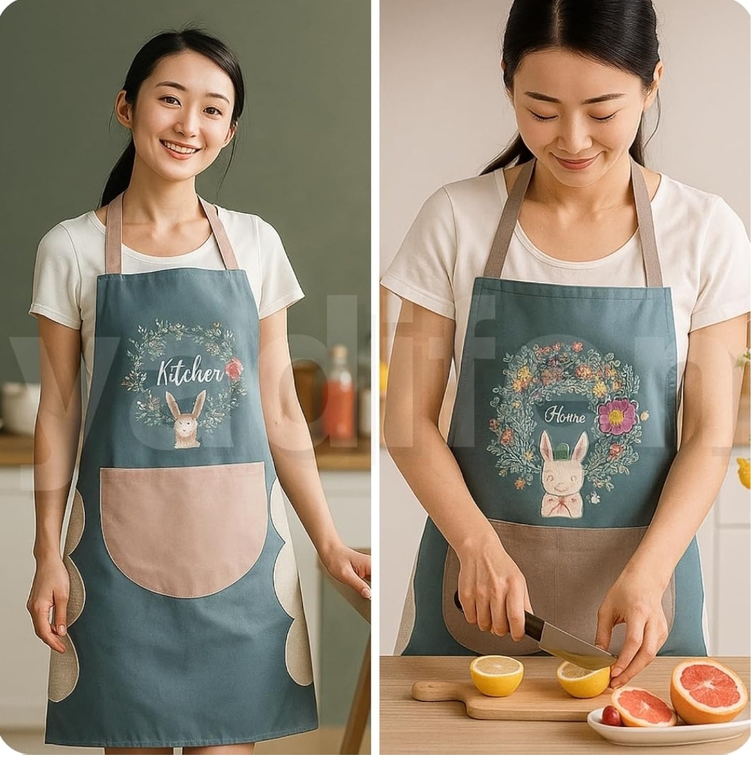 Pack of 1 Assorted | Waterproof Kitchen Apron for Women with Big Front Pocket Hand-Wiping Towel | Comfortable Wear-Resistant Chef Apron for Cooking | free size