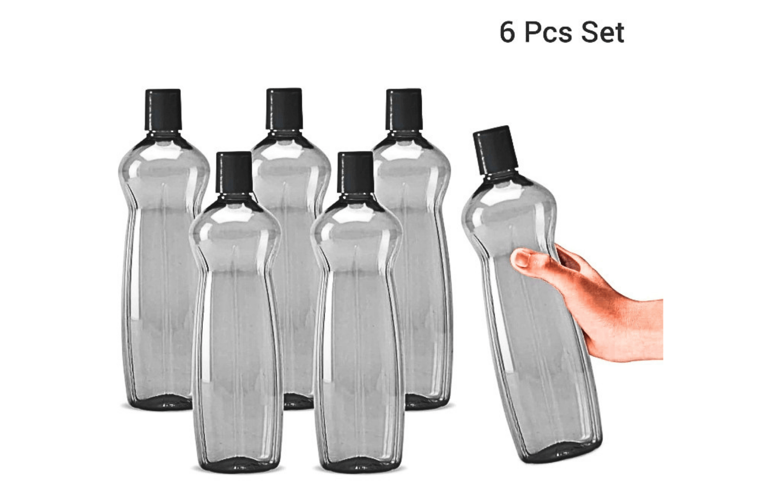 Water Bottle, 1 Litre Each, Reusable Plastic Fridge Bottle Set, BPA Free and Leak Proof Bottles for Travel, Work, with Multicolour Pack of 1