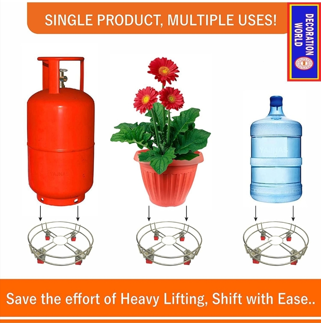 Movable LPG Gas Cylinder Stand Trolley with 360° Rotating Wheels