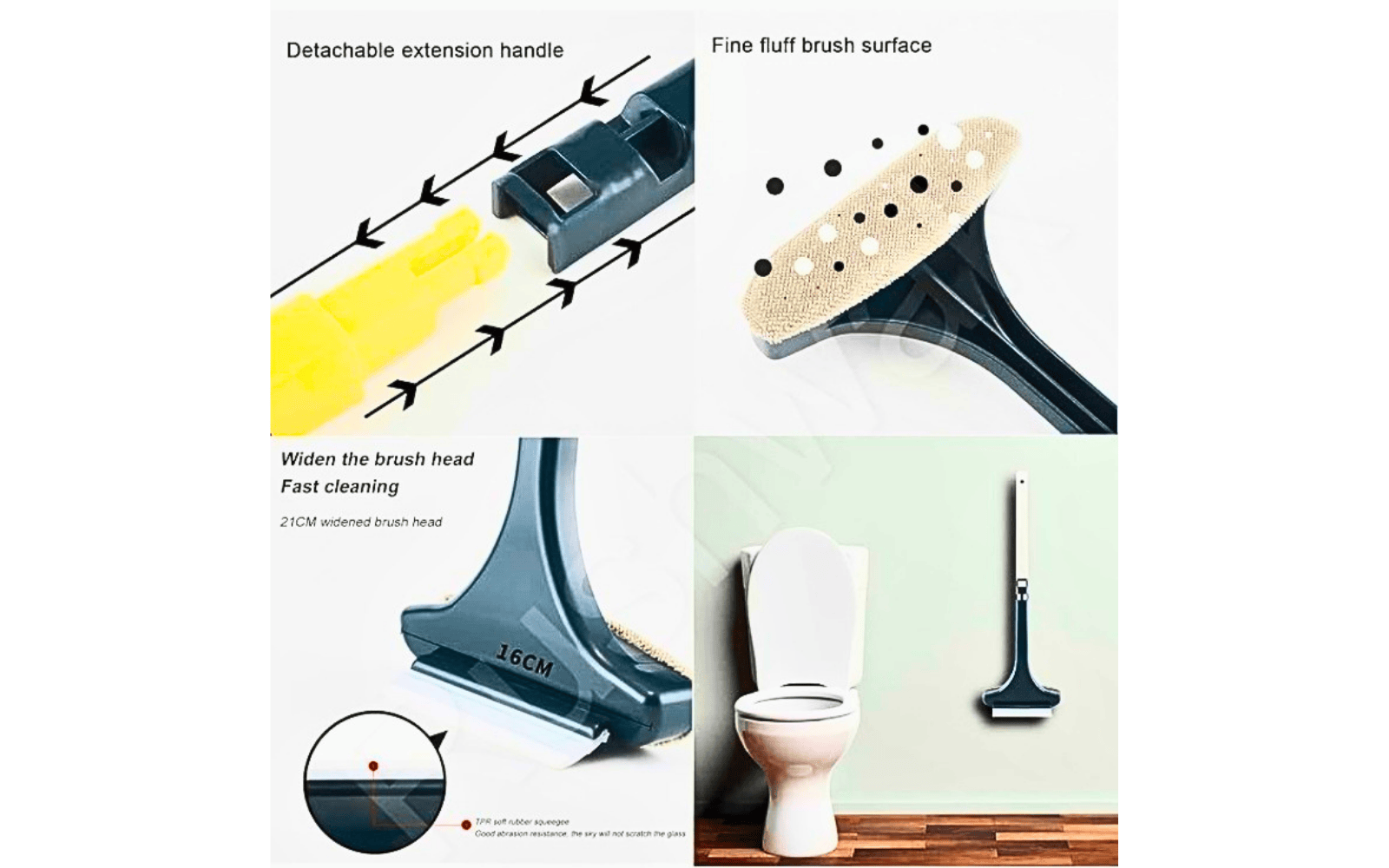 This multi-purpose window cleaning squeegee is designed to deliver streak-free and effortless cleaning for glass surfaces. Featuring a dual-action design with a soft rubber wiper and an integrated scrubber pad, it effectively removes dust, water stains, soap residue, and grime in one swipe. The ergonomic long handle offers a comfortable grip and extended reach, making it ideal for windows, mirrors, shower doors, tiles, and car windshields. A practical cleaning tool for everyday household and automotive use.