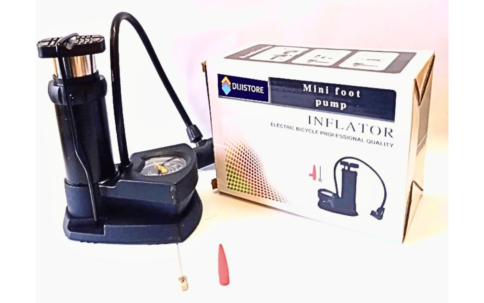 Portable High Pressure Foot Air Pump with Pressure Gauge, Heavy Compressor Cylinder for Bicycle, Car, Motorbike, Football, Black