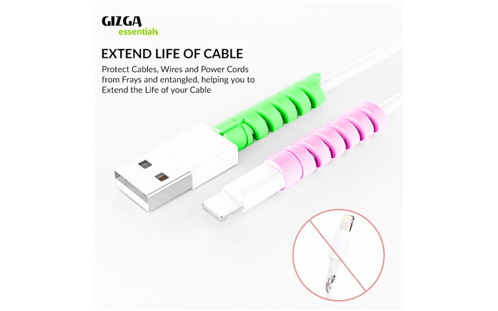 Giftora's Spiral Cable Protector, Silicone Cord Saver for Chargers, Pack of 2 (16 Count), Multi-Color, Compatible with Data Cable, Earphones, 3.5cm Length