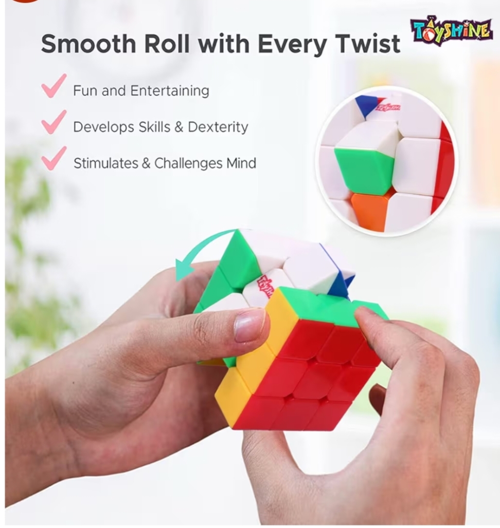 High Stability Stickerless 3x3x3 Speed Cube – Multi Color Puzzle Cube