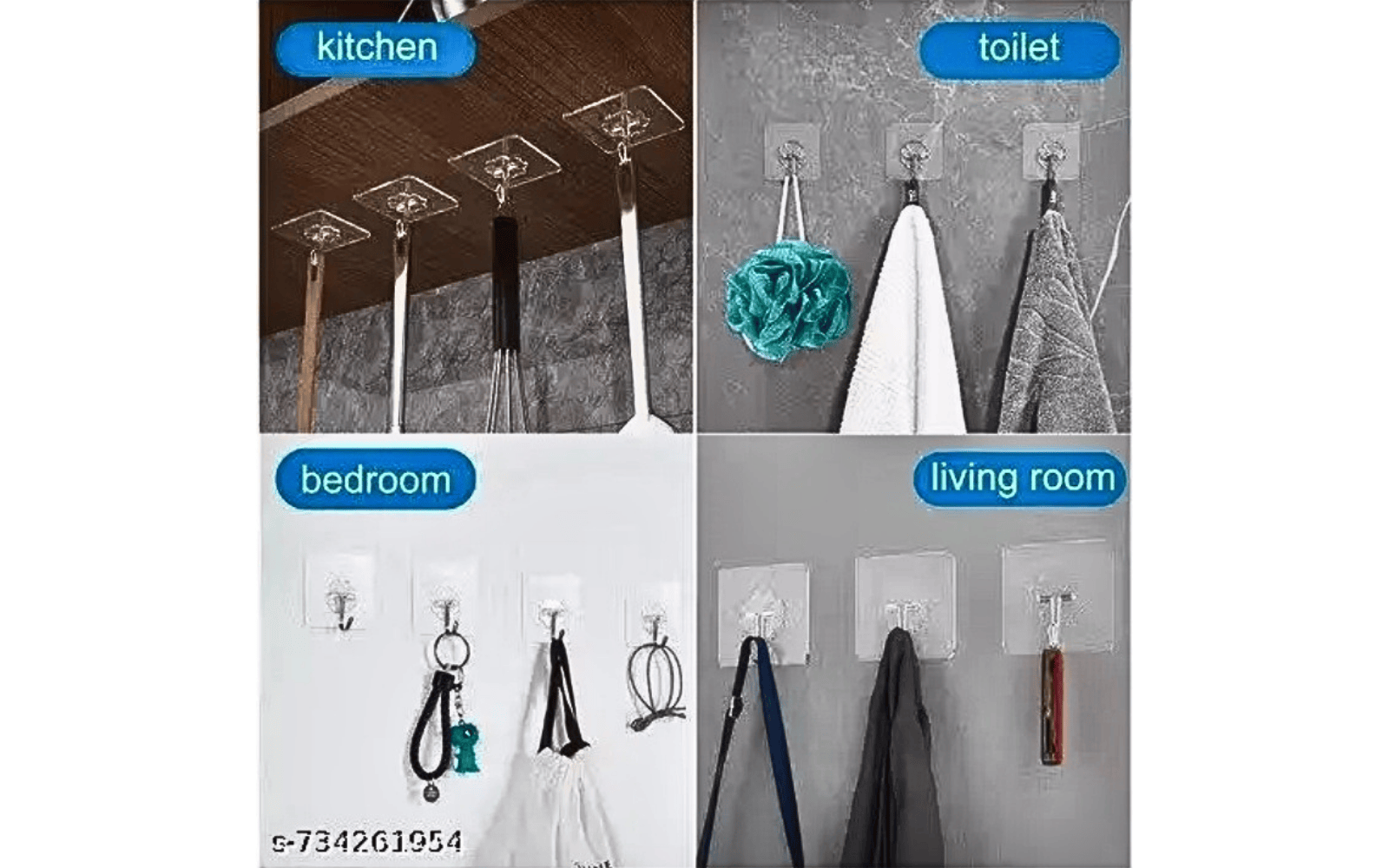 SUPEREB99 Self Adhesive Wall Hooks - 5Pcs Heavy Duty Wall Hooks for Hanging | Nail Free Sticky Hooks for Wall Heavy Items Without Drilling, Transparent Wall Hanger Hook (Flower Hook, 50)