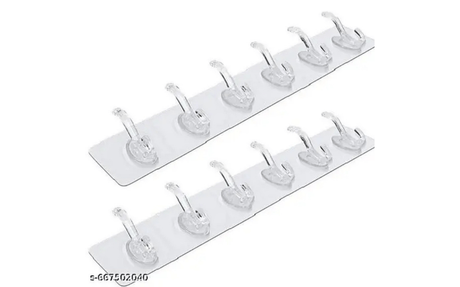 Transparent Self-Adhesive Wall Hooks Strip | Multipurpose Strong Hooks for Home, Bathroom & Kitchen