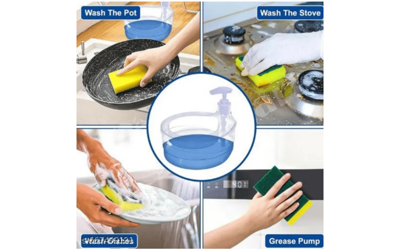 Dishwashing Liquid Soap Dispenser with Sponge Holder | Press Type Kitchen Cleaning Dispenser