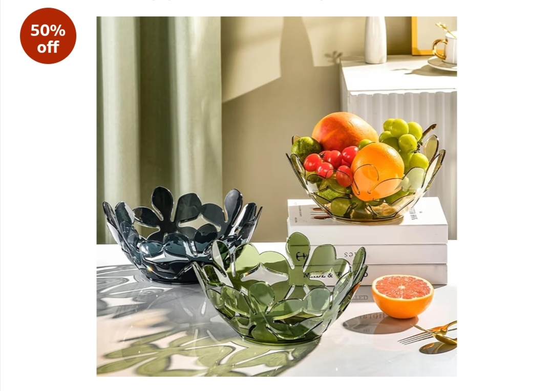 Giftora Flower Shape Transparent Fruit & Snack Serving Bowl (Multicolor)