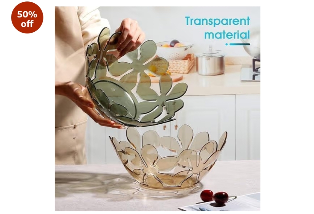 Giftora Flower Shape Transparent Fruit & Snack Serving Bowl (Multicolor)