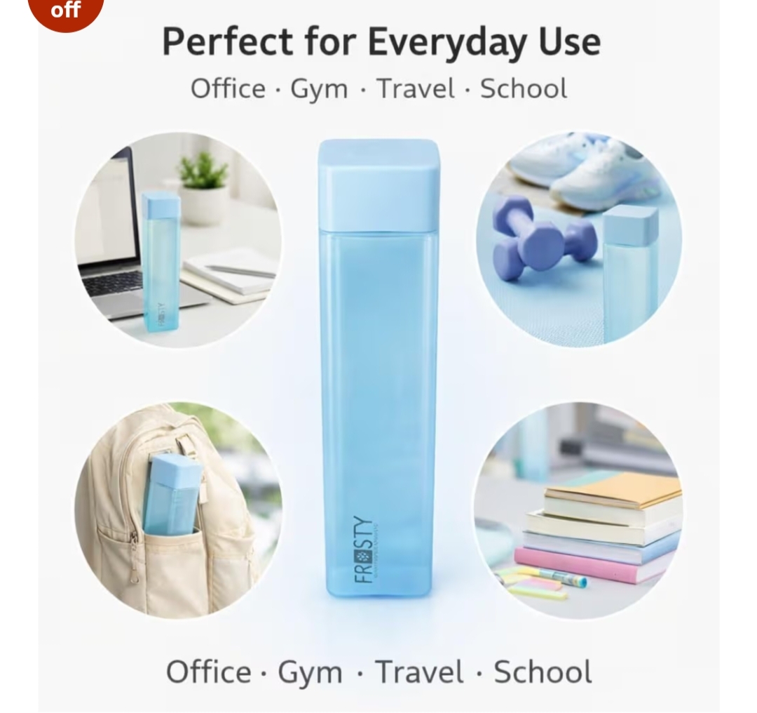 Giftora Square Fridge Water Bottles – 1 Litre BPA Free (Set of 1)