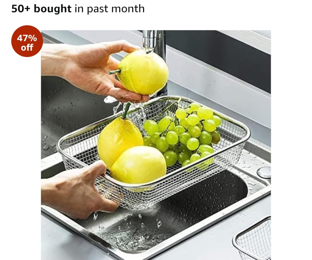 Stainless Steel Sink Colander Strainer Basket – Rectangular Drain Tray