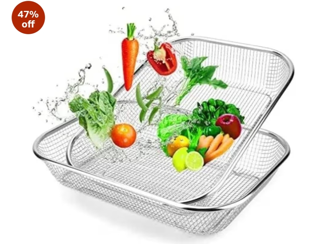 Stainless Steel Sink Colander Strainer Basket – Rectangular Drain Tray