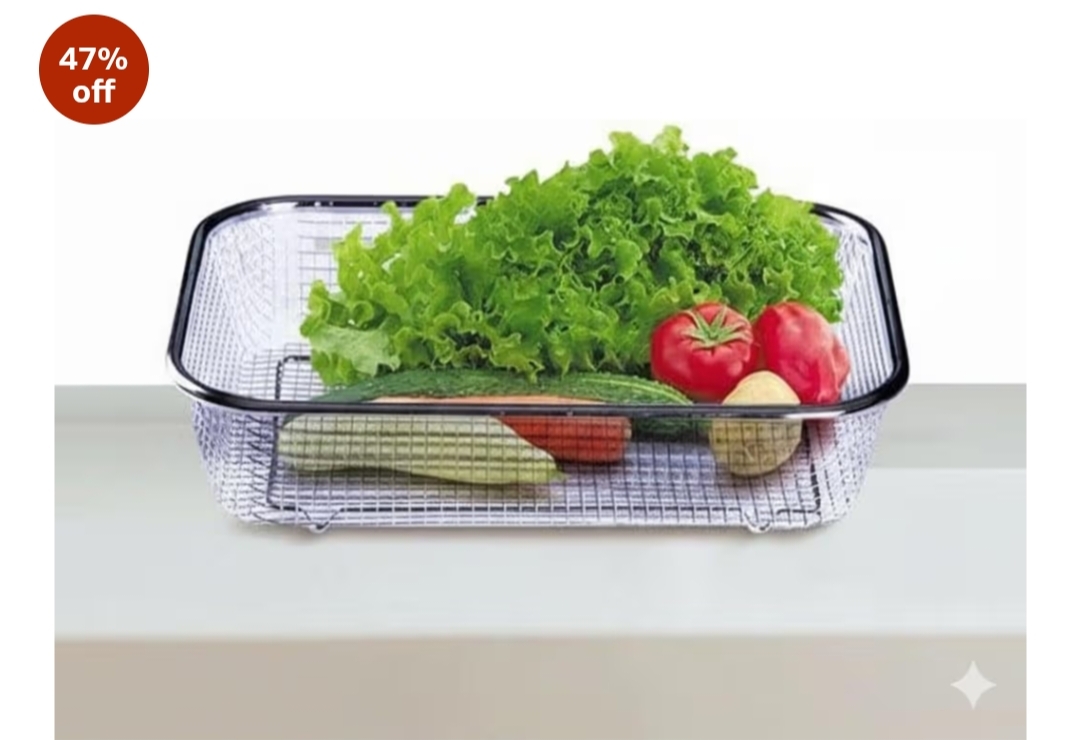 Stainless Steel Sink Colander Strainer Basket – Rectangular Drain Tray
