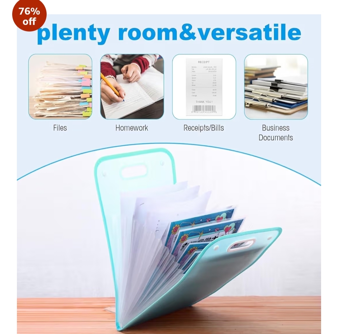 13 Layer A4 Expanding File Folder – Multi-Compartment Document Organizer