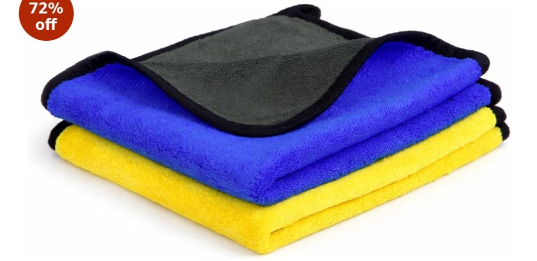 Microfiber Cleaning Cloths – Soft & Highly Absorbent Multipurpose Towels (Yellow & Blue)