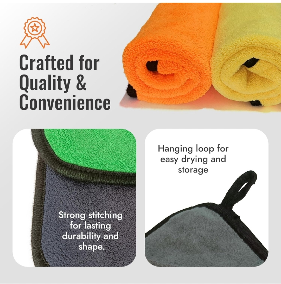 Microfiber Cleaning Cloths – Soft & Highly Absorbent Multipurpose Towels (Yellow & Blue)