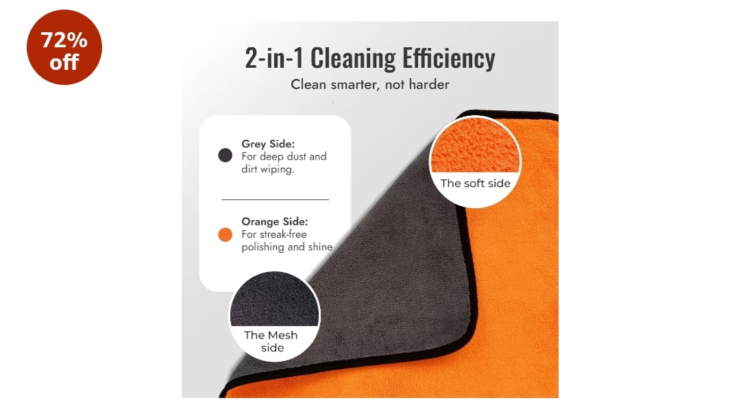 Microfiber Cleaning Cloths – Soft & Highly Absorbent Multipurpose Towels (Yellow & Blue)