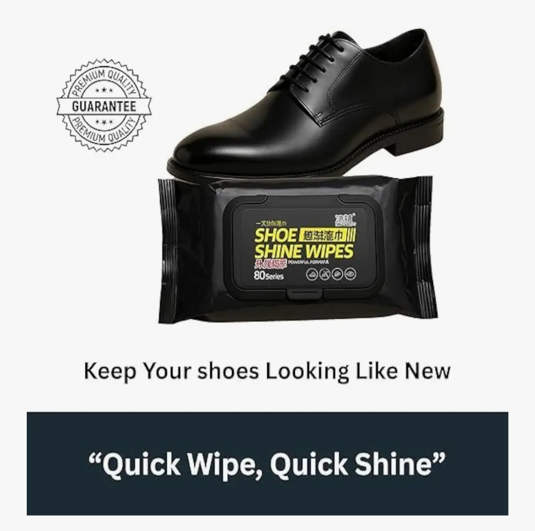 Shoe Cleaning Wipes 80 Count | Portable Sneaker & Leather Shoe Cleaning Tissue | Instant Shine & Dirt Removal Wipes for Travel & Daily Use