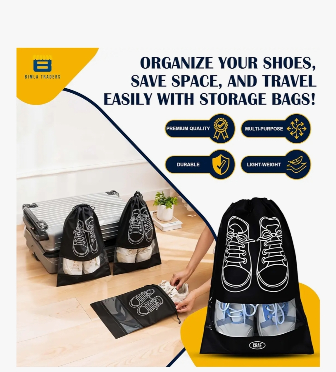 Shoes Bag for Travel & Storage | Portable Shoe Organizer Cover for Men & Women | Dustproof Shoe Storage Bag for Travel Essentials