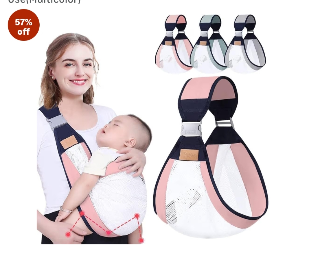 Mesh Baby Sling Wrap for Newborns & Infants | Ultra-Light Breathable Adjustable Baby Carrier | Soft Ergonomic Hands-Free Baby Wrap for Outdoor & Daily Use (Multicolor)