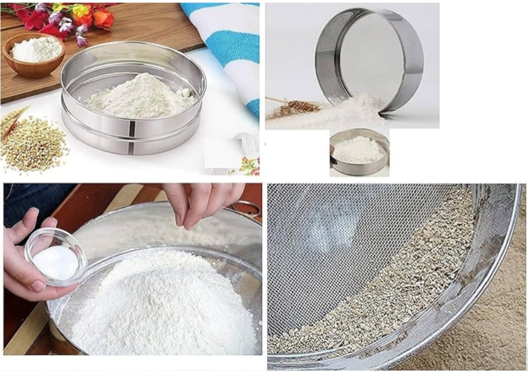 Giftora 2-Piece Stainless Steel Flour Sifter Set | Ultra-Fine Mesh Flour Sieve & Handheld Kitchen Strainer for Baking, Tea, Sauces & Lump-Free Mixing